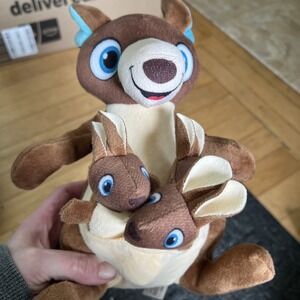 Happy Tails Kangaroo Dog Toy for Medium to Large Dogs Clinker & Squeakers 12"